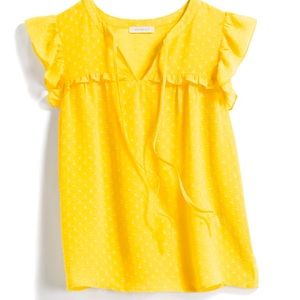 Vesler ruffle Yellow blouse by Skies Are Blue, size XS